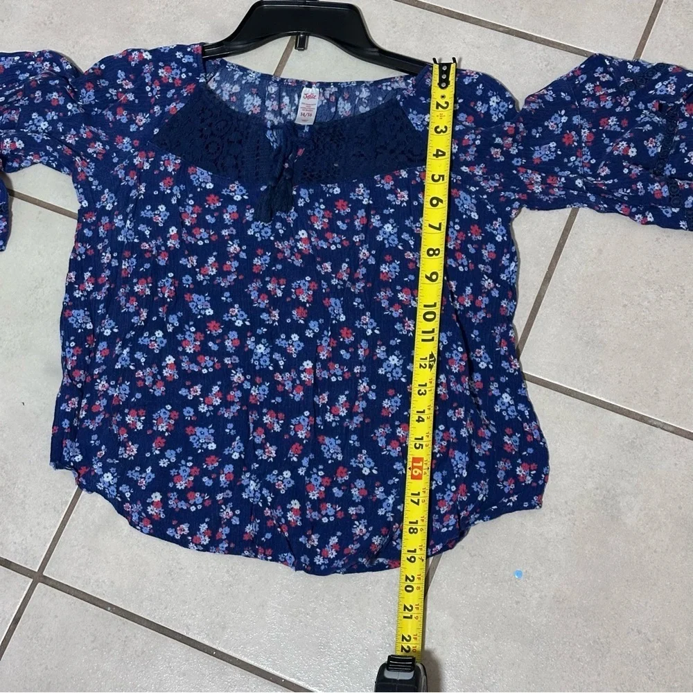 Justice Kids girls‎ Blue Floral Design Print Blouse Size 14/16